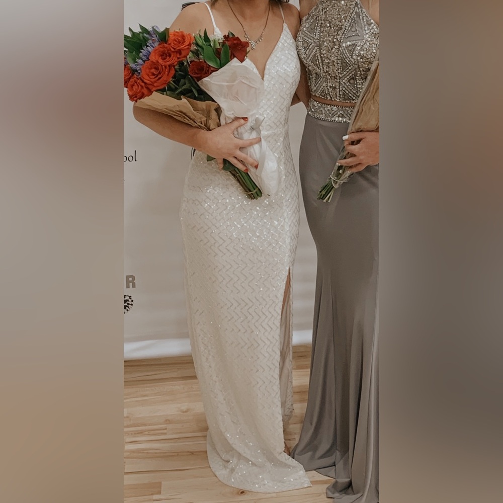 Elegant White and Gray Gowns